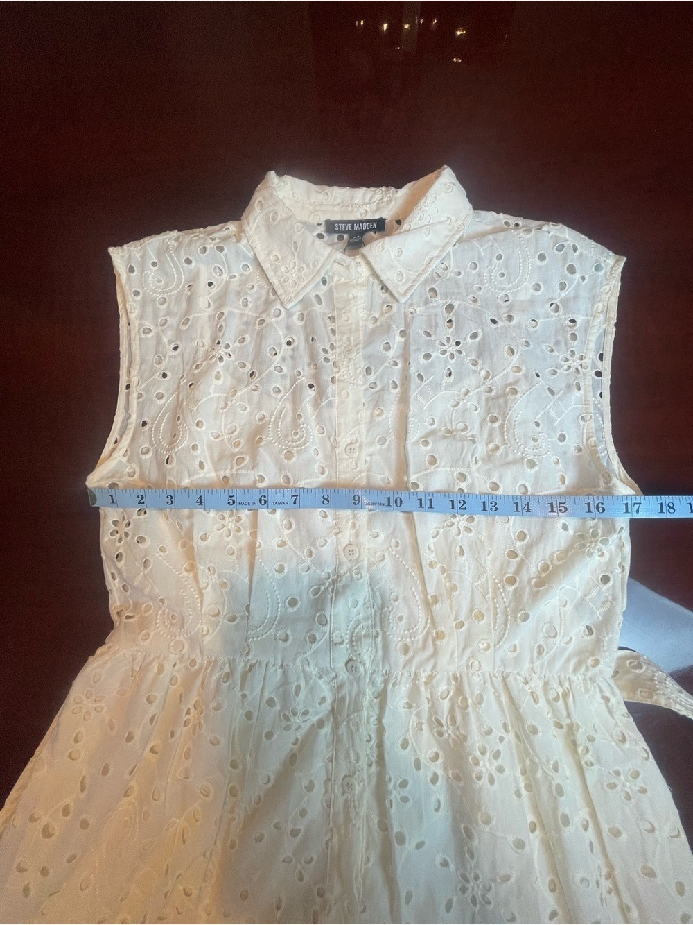 NWT Steve Madden Clover Eyelet Maxi Dress Marshmallow White Cotton Size Medium - Picture 5 of 11